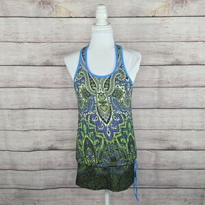 Athleta Tic Tac Toe Paisley Print Yoga Compression Work Out Boho Tank Top XS